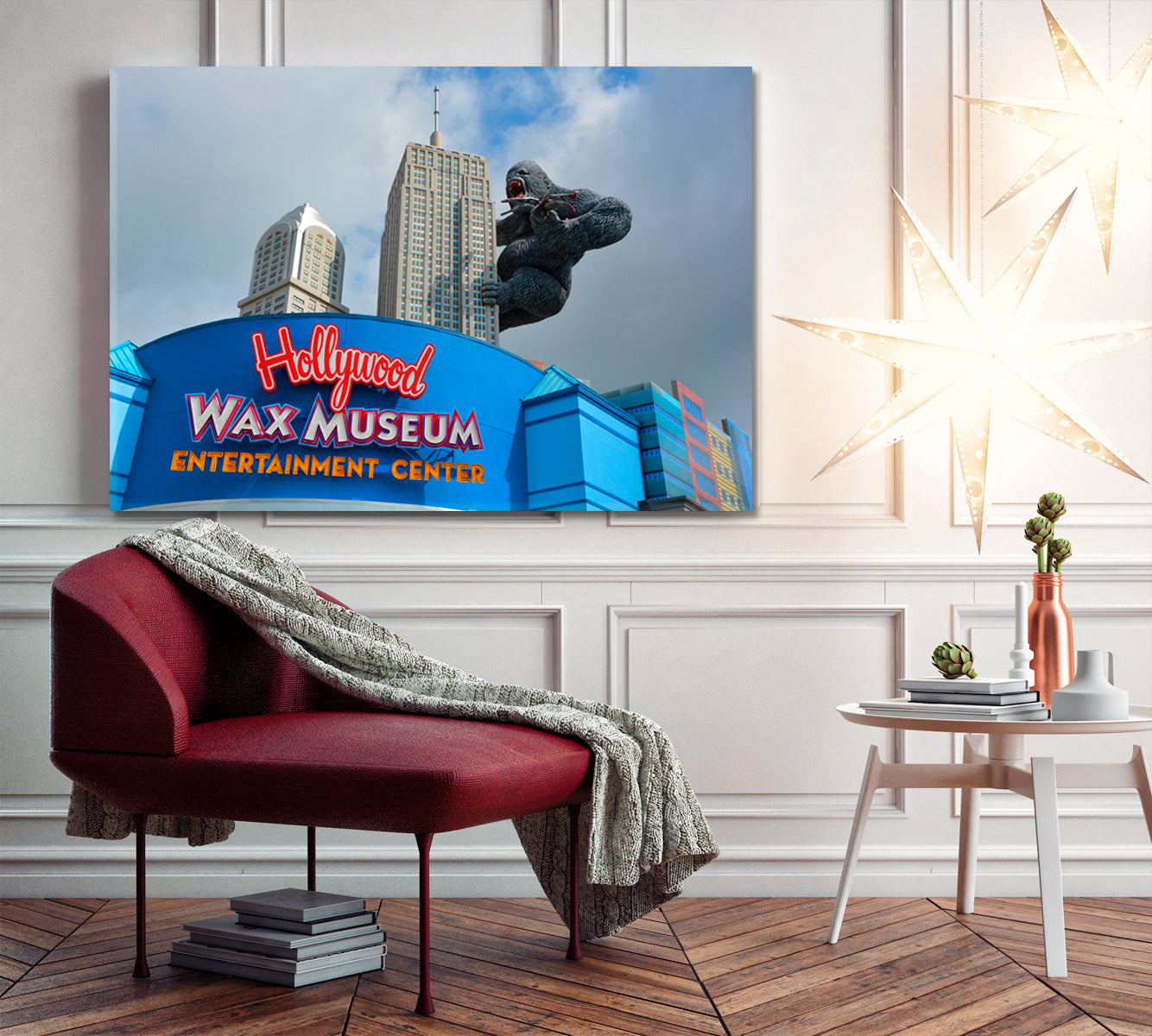 Huge King Kong on Empire State Building Canvas Print Famous Landmarks Artwork Print Artesty   