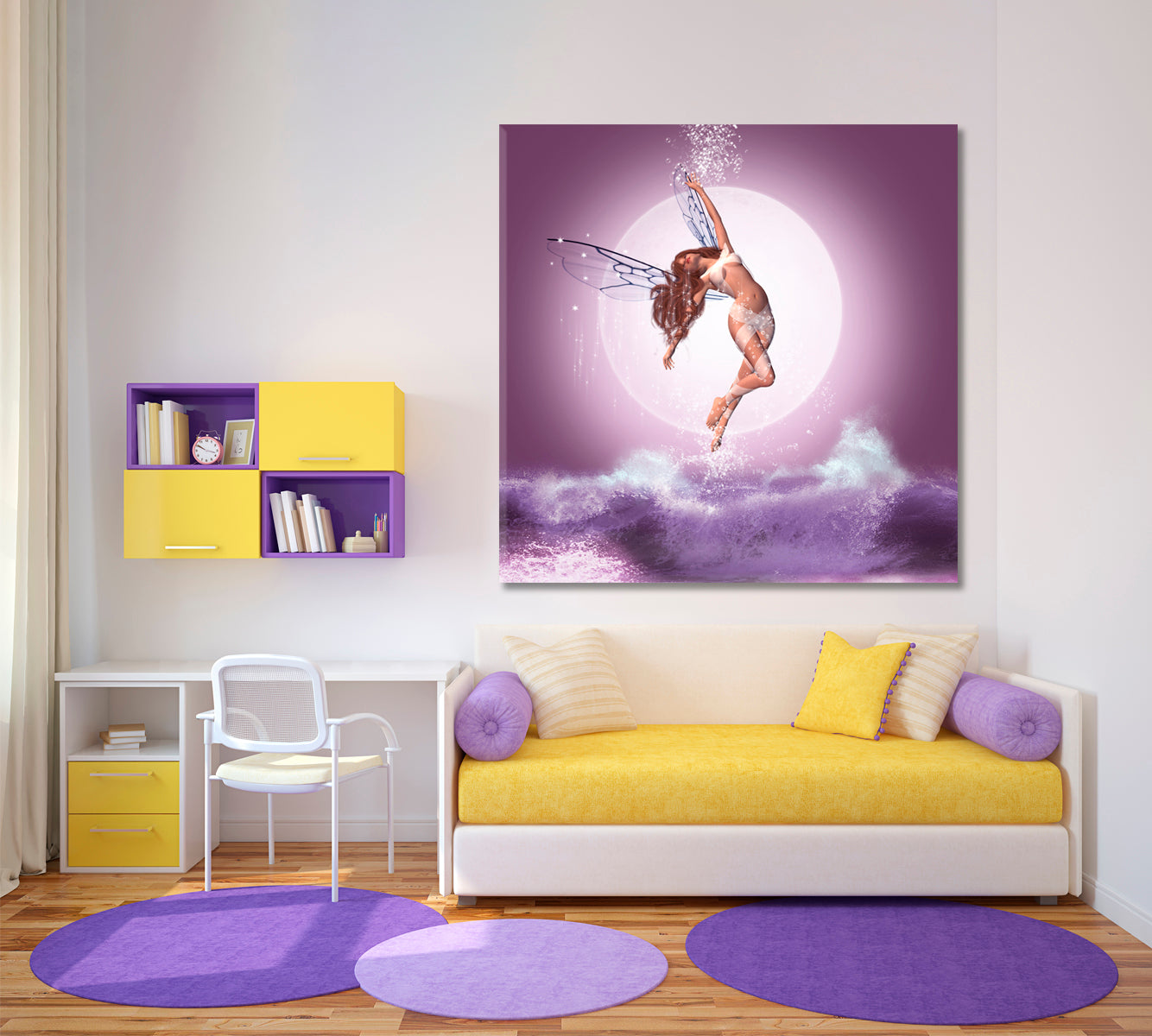 FANTASY Beautiful Fairy Flying Over Waves Contemporary Art Artesty   