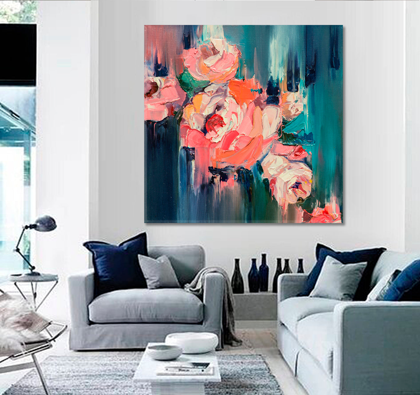 COLORFUL FLOWERS Floral Abstraction - Square Panel Fine Art Artesty   