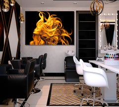 ART PORTRAIT Gold Beautiful Women Fluttering Hair Hairstyle Beauty Salon Artwork Prints Artesty   