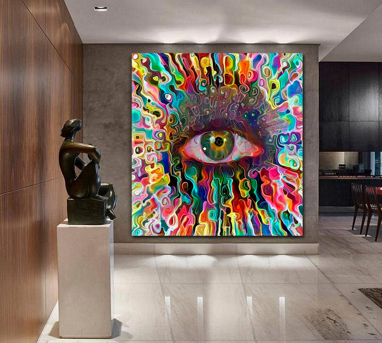 Colorful Eye Abstract Expressionism Canvas Print - Square Panel Contemporary Art Artesty   