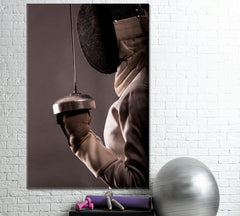 PRACTICING WITH SWORD Fencing Gentleman's Sport Canvas Print -  Vertical Motivation Sport Poster Print Decor Artesty   
