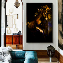 Pastel Portrait Brown Horse Modern Art Animals Canvas Print Artesty   