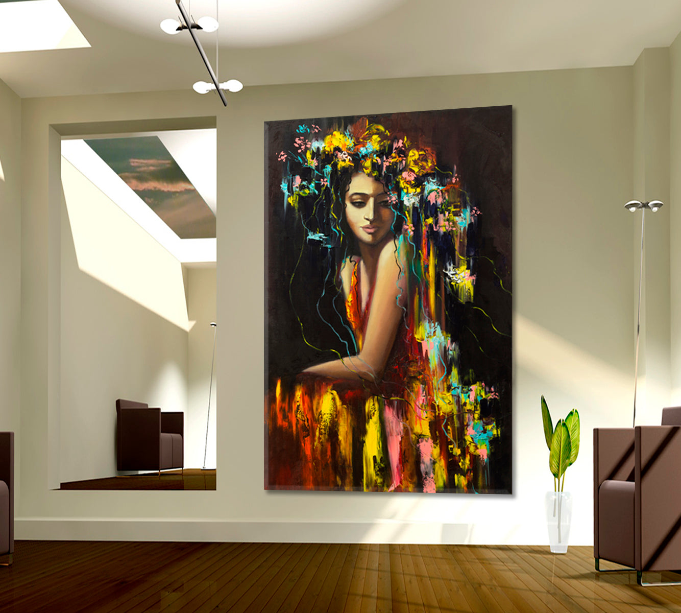 PERSEPHONE Ancient Goddess Fantasy Portrait Beautiful Woman Flowers | Vertical Fine Art Artesty   