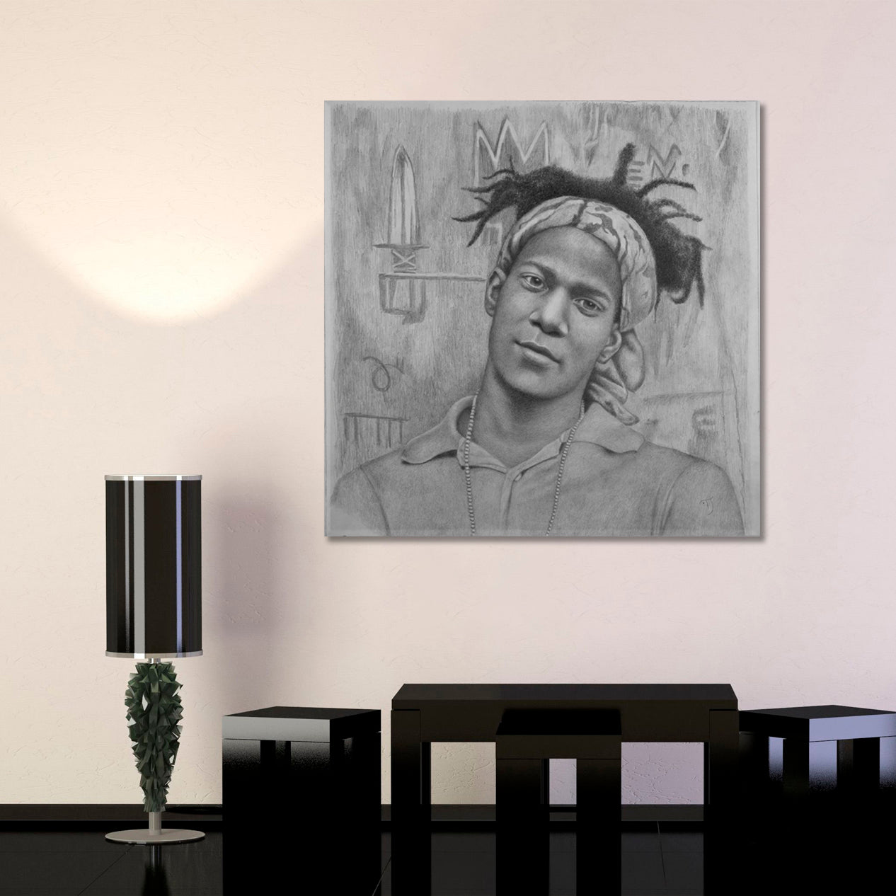 BASQUIAT PORTRAIT Jean Michel Basquiat Black And White - S Celebs Canvas Print Artesty   