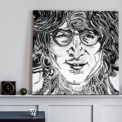 JOHN LENNON  Prague John Lennon Wall Street Art Canvas Print - Square Black and White Wall Art Print Artesty   