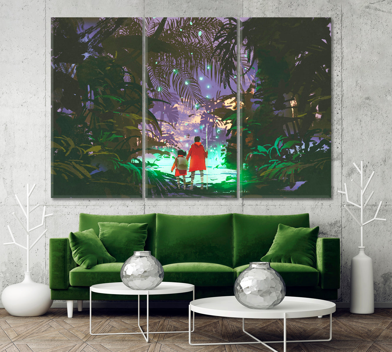 DREAMLIKE Fantasy Forest Surreal Fantasy Large Art Print Décor Artesty 3 panels 36" x 24" 