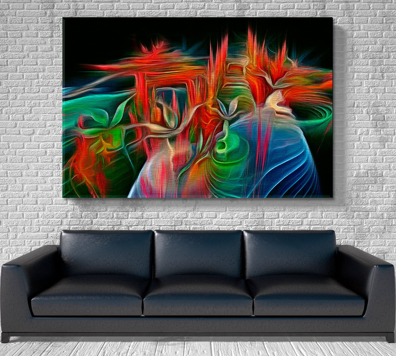 Abstract Fractal Psychedelic Shape Red Blue Green Modern Art Abstract Art Print Artesty   