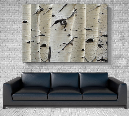 Birch Trees Row Close-up Trunks Nature Wall Canvas Print Artesty   