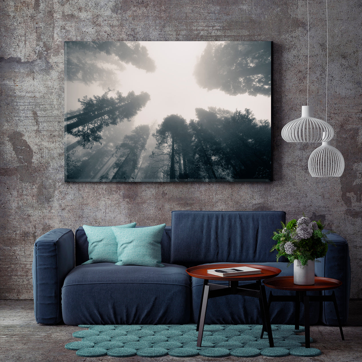 TREES Giant Tree Fog Sequoia National Park Misty Forest Nature Wall Canvas Print Artesty   