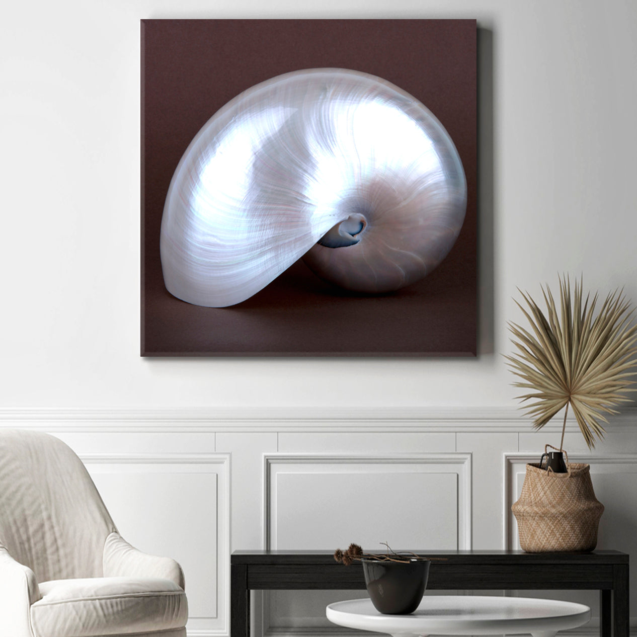 NAUTILUS POMPILIUS Pearl Shell Contemporary Art Artesty 1 Panel 12"x12" 