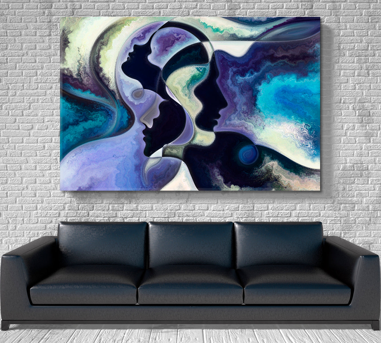FACES Modern Abstract Expressionism Blue Purple Flowing Curves Abstract Art Print Artesty   