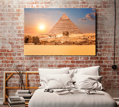 Sphinx Pyramid of Chephren Egypt Famous Landmarks Famous Landmarks Artwork Print Artesty 1 panel 24" x 16" 