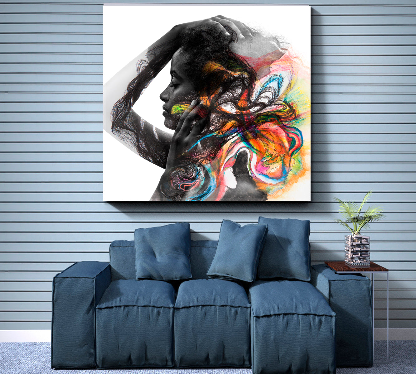 BURST OF COLORS ART PORTRAIT Beautiful Dark Skinned Woman Photo Art Artesty   