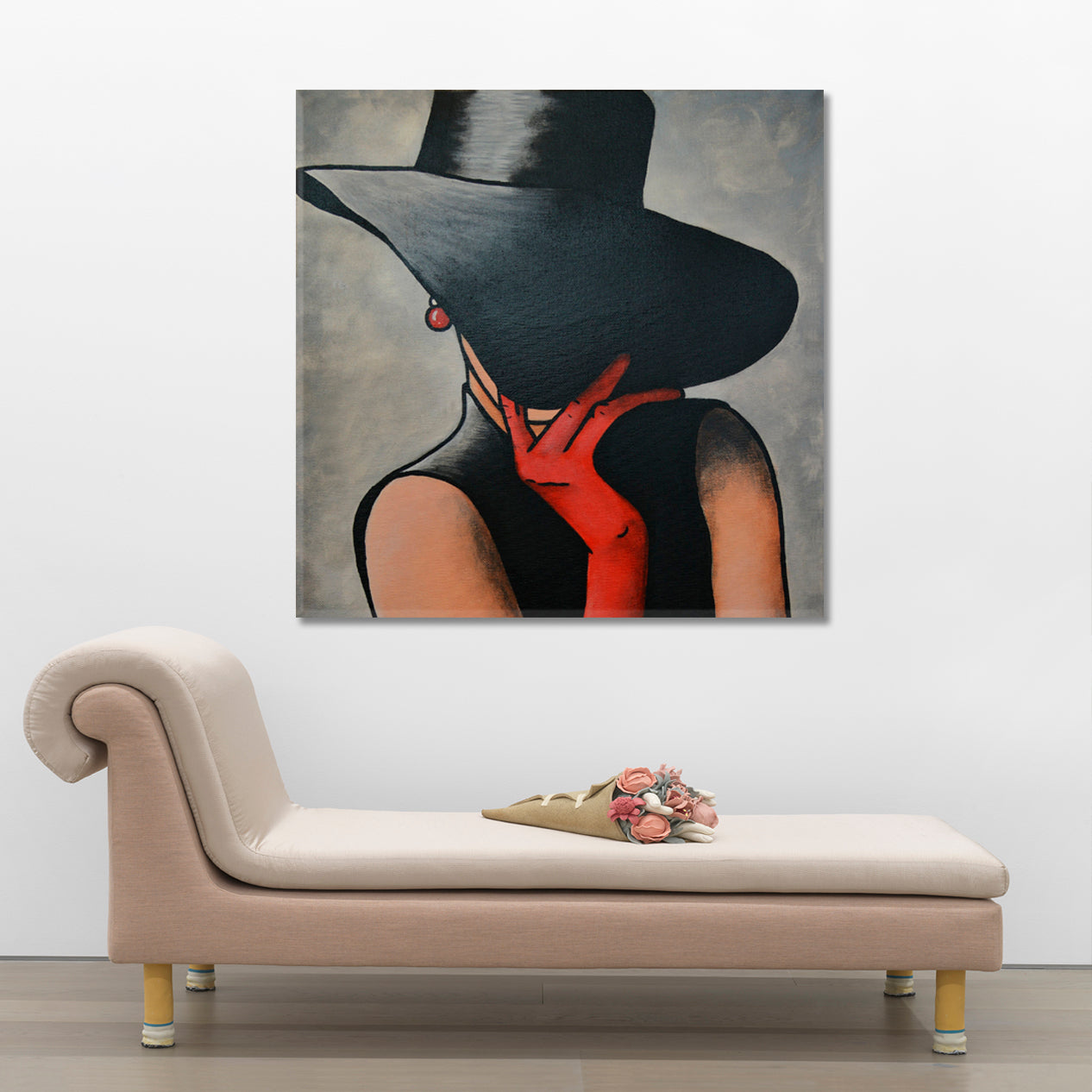 LADY Red Gloves Abstract Art Woman Portrait Fashion Canvas Print Artesty   