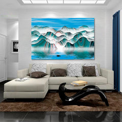 ABSTRACT LANDSCAPE Ink Painting Abstract Mountain Lines Shapes Forms Contemporary Art Artesty   