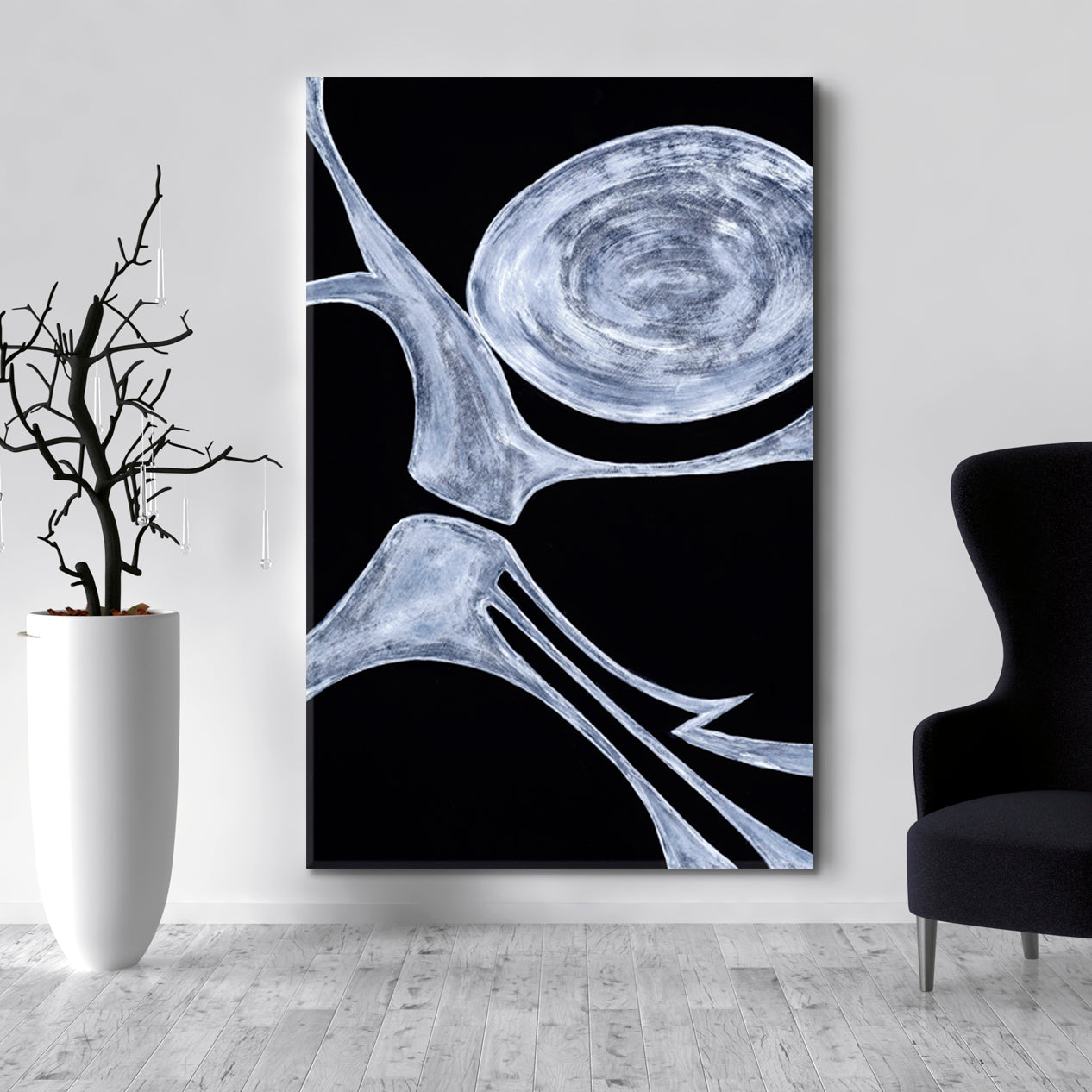 MODERN ABSTRACT EXPRESSIONISM BLACK AND WHITE Contemporary Art Artesty   