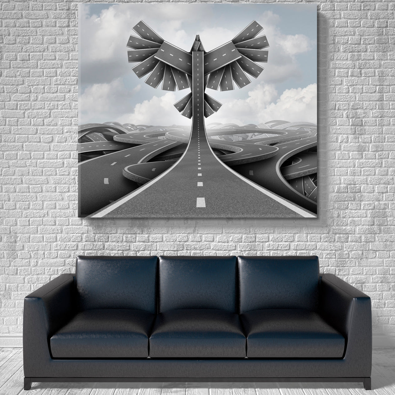 ROAD FREEDOM Business Life Motivation Concept Success Symbol Office Wall Art Canvas Print Artesty 1 Panel 12"x12" 