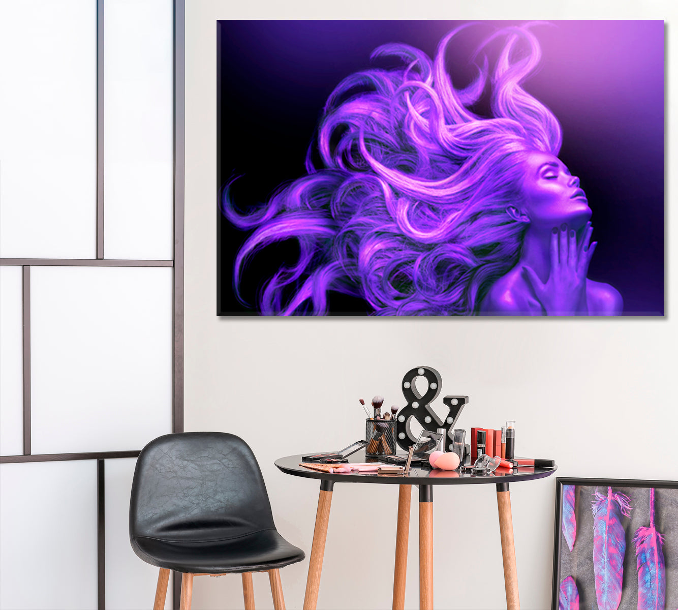 ART PORTRAIT ULTRAVIOLET Beautiful Women Fluttering Hair Hairstyle Beauty Salon Artwork Prints Artesty   