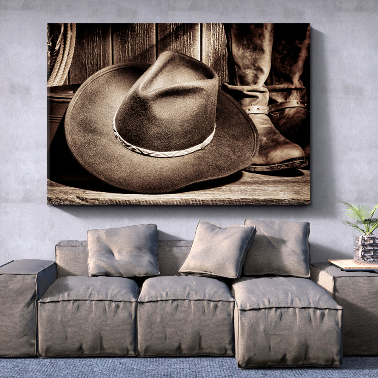 AMERICAN WEST LEGEND Cowboy Western Vintage Retro Style Vintage Affordable Canvas Print Artesty   