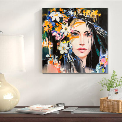 FANTASY Beautiful Woman Contemporary Art - Square Panel People Portrait Wall Hangings Artesty   