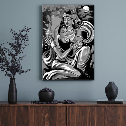 Lord Radha Krishna Modern Art Black And White Religious Modern Art Artesty   