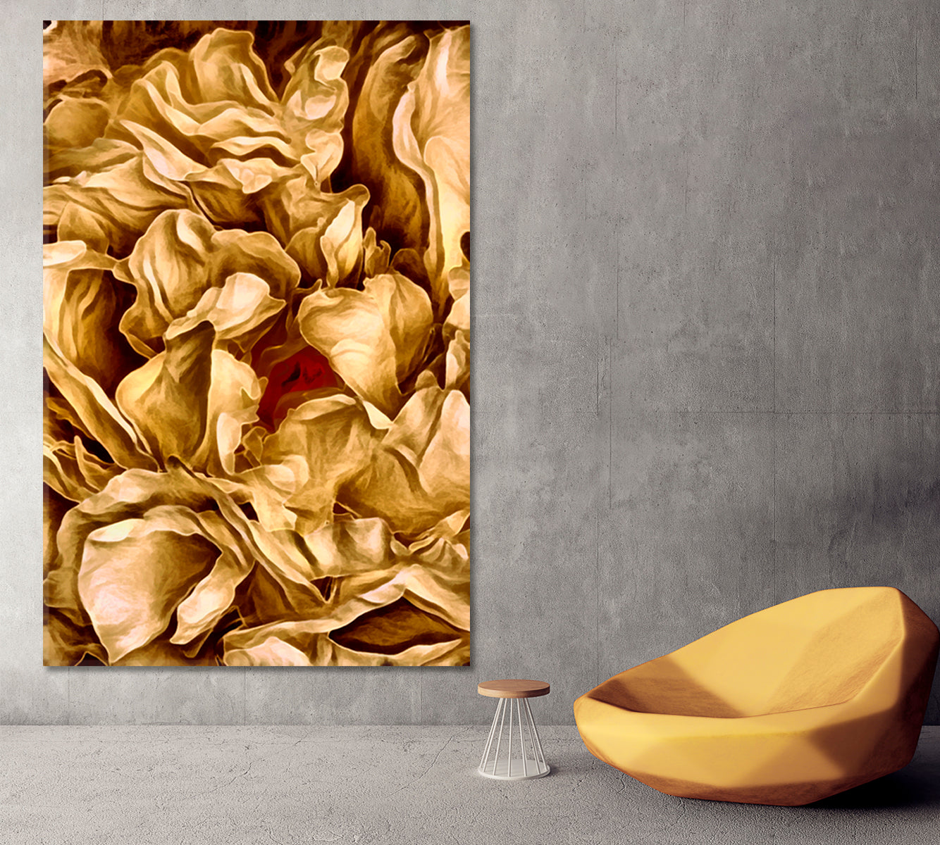 Peony Flower Petals Abstract Pattern Canvas Print - Vertical Abstract Art Print Artesty   