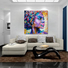 AFRICAN LADY African Traditional Beautiful African Black Woman - Square Panel People Portrait Wall Hangings Artesty   