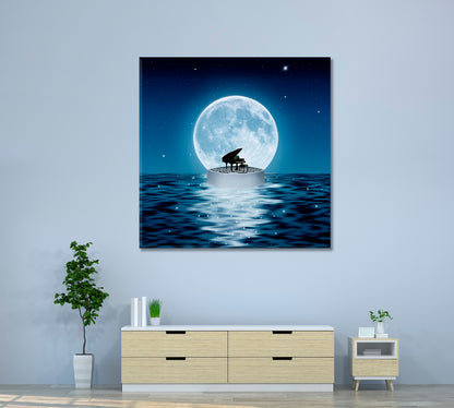 OCEAN AT NIGHT Piano Floating Surreal Fantasy Large Art Print Décor Artesty   