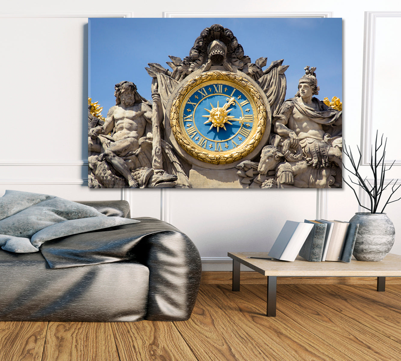 VERSAILLE PALACE Versailles Golden Clock Wall Art Canvas Print Famous Landmarks Artwork Print Artesty   