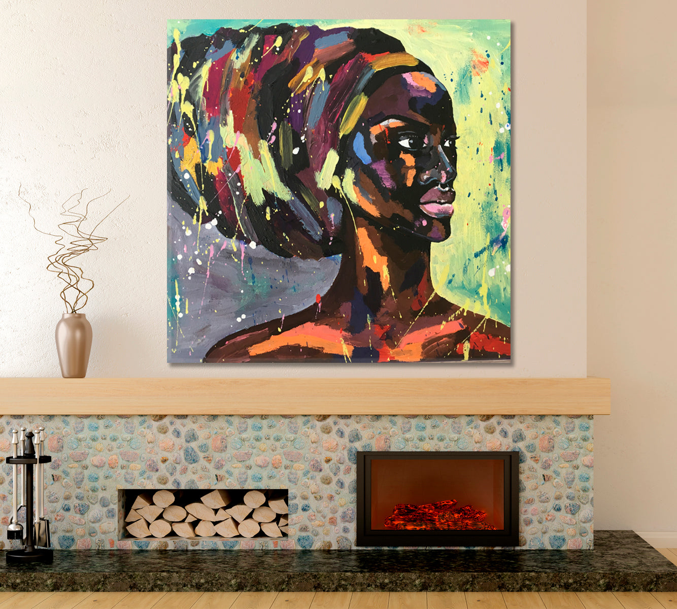 Black Lives Matter African Woman Turban Portrait Pop Art Style African Style Canvas Print Artesty   