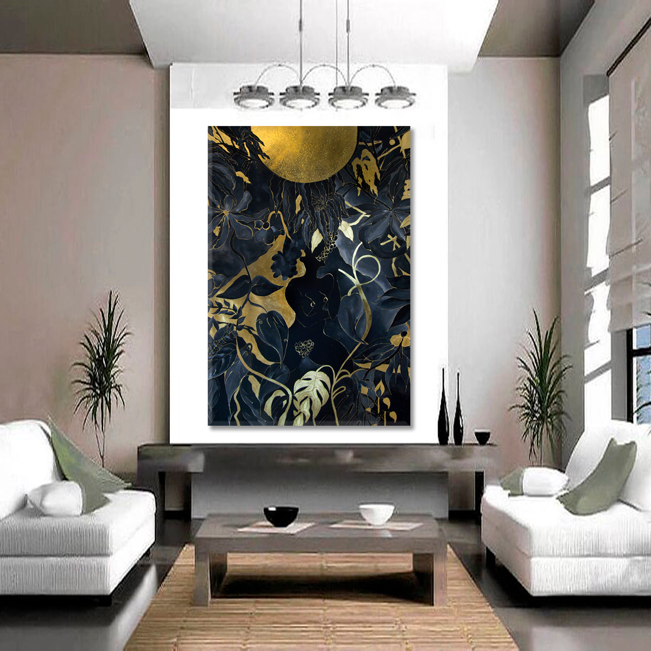 EVE GARDEN OF EDEN Black Gold Exotic Tropical Pattern Abstract Abstract Art Print Artesty   