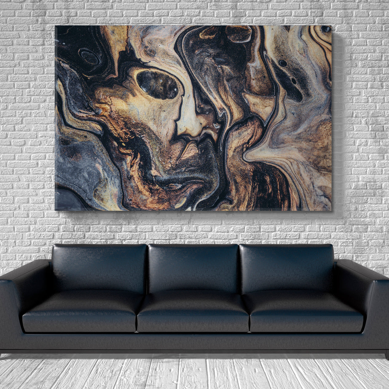 Trendy Marble Fluid Art, Oriental Marbling Canvas Print Artesty   