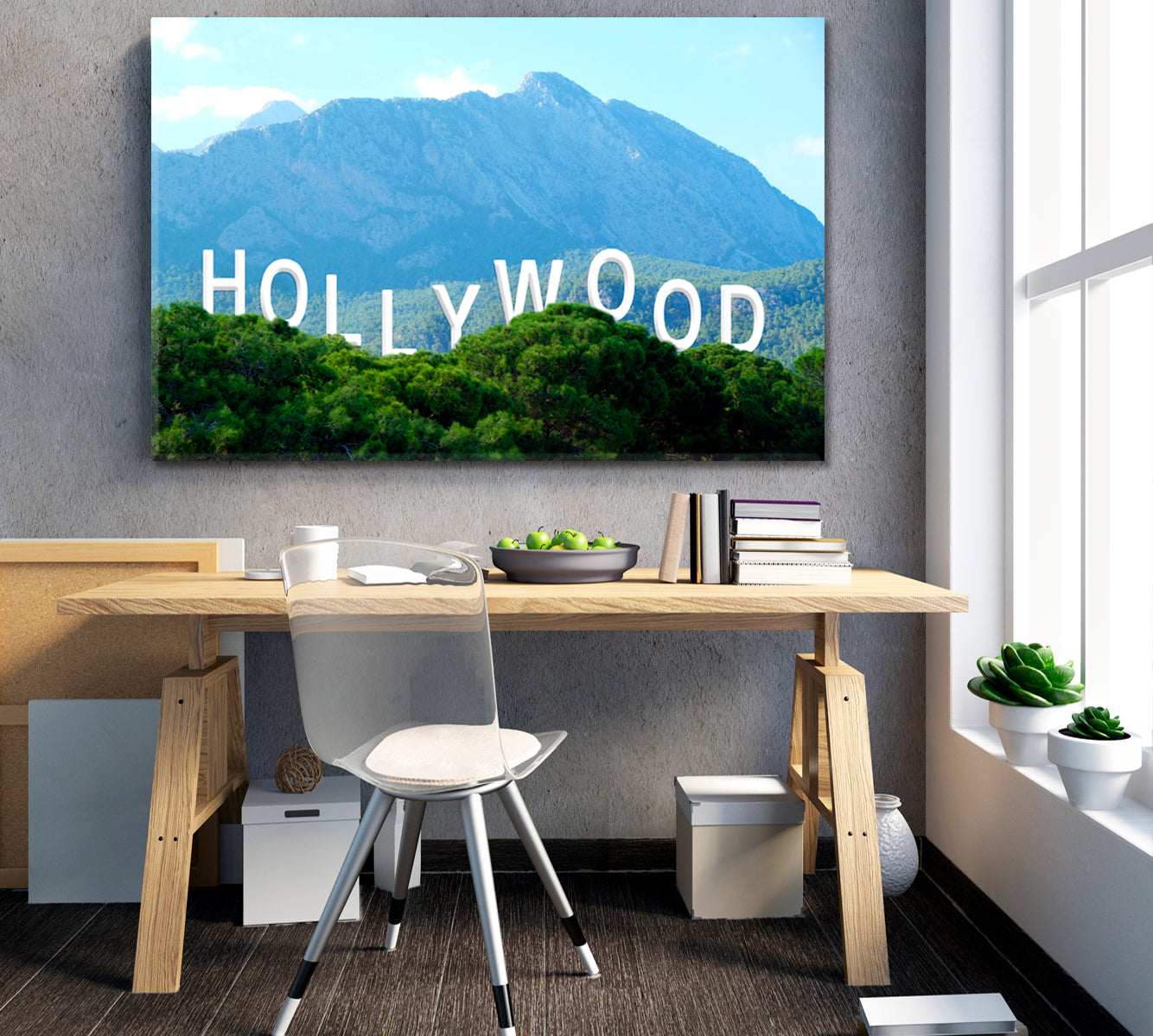 WORLD HOLLYWOOD Hollywood Hills Stunning Landscape Canvas Print Famous Landmarks Artwork Print Artesty   