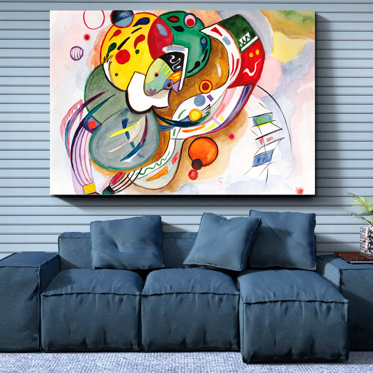 CLOWN Inspired By Kandinsky Trendy Abstract Figurative Contemporary Art Artesty 1 panel 24" x 16" 
