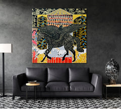 Defiant Pegasus Inspired Boho Pattern Figurative Abstract Collage Contemporary Art Artesty 1 Panel 12"x12" 
