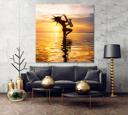 HOT JAZZ Picturesque Golden Horizon Landscape Sax Music Music Wall Panels Artesty   