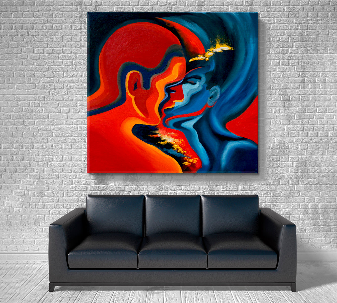 KISS Blue And Red Abstract Modern Painting Contemporary Art Artesty   