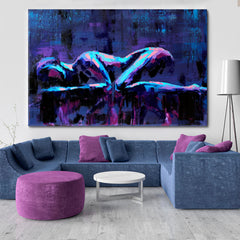 MOUNTAINS Lying Girl Body Shape Conceptual Abstract Painting Contemporary Art Artesty 1 panel 24" x 16" 