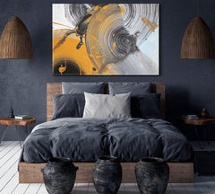Modern Grunge Brushstroke Artistic Abstract Yellow Ultimate Gray Art Abstract Art Print Artesty 1 panel 24" x 16" 