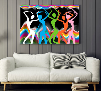 SPORT AND FITNESS Colorful Stylized Silhouettes Dancing Girls Motivation Sport Poster Print Decor Artesty   