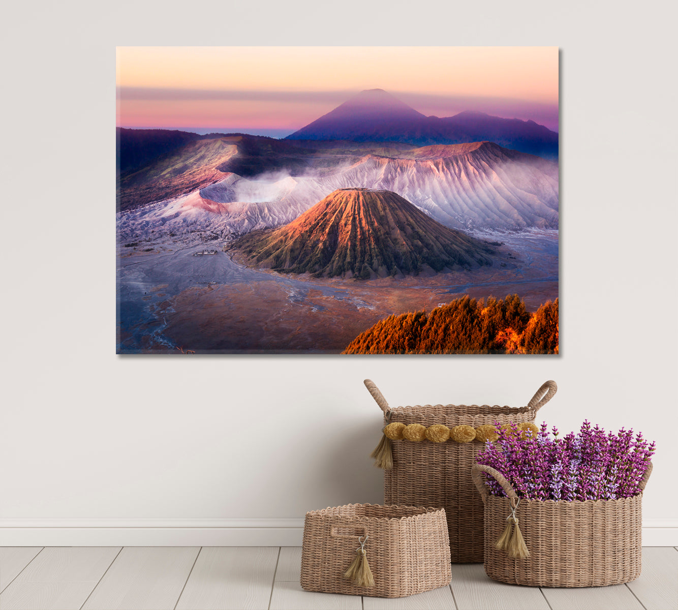 Java Mount Bromo Sunrise Twilight Sky Fog Nature Landscape Famous Landmarks Artwork Print Artesty 1 panel 24" x 16" 