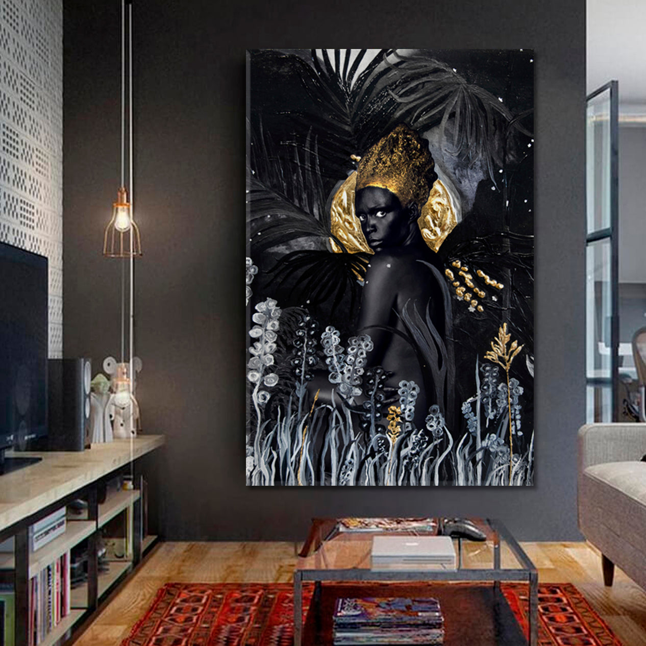 DARK TESTAMENT BLACK AND GOLD Woman Mind-Blowing Abstract Surreal Fine Art Artesty   