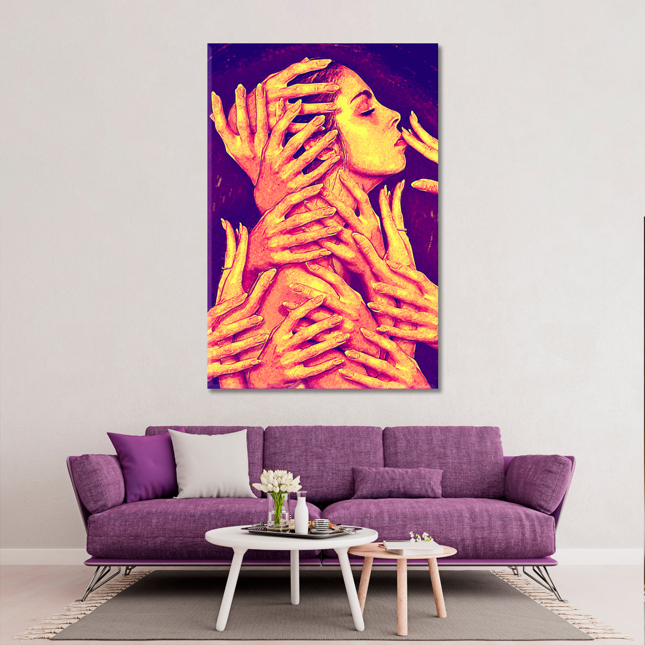 HANDS Touch Woman Face Moden Abstract Contemporary Art Artesty   