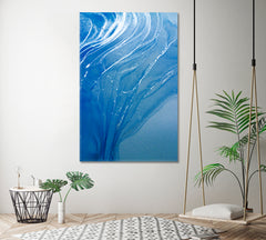 BLUE SHADES Beautiful Marble Pattern Fluid Art, Oriental Marbling Canvas Print Artesty   