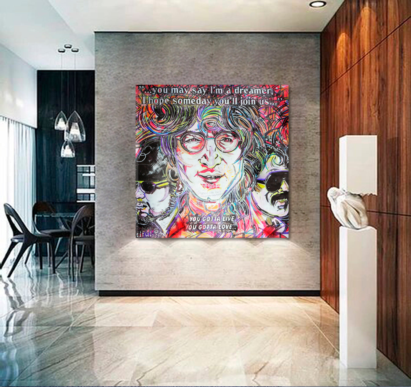 John Lennon Inspired Lyrics from Beatles Songs Street Art - S Street Art Canvas Print Artesty   