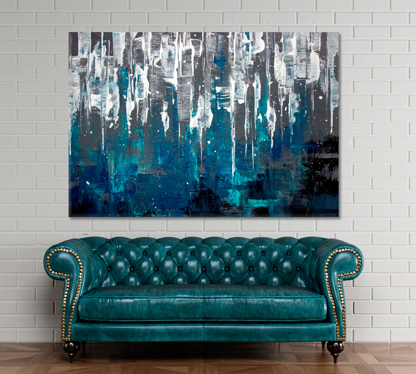 MATRIX FORM Abstract Creative Chaos Blue Acrylic Vivid Variety Paint Brush Elements Texture Grunge Canvas Print Contemporary Art Artesty   