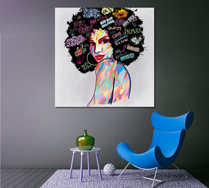 Afro American Woman Abstract Pop Art African Style Canvas Print Artesty   