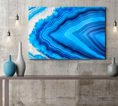 Amazing Blue Agate Crystal Cross Section Abstract Geode Art Abstract Art Print Artesty 1 panel 24" x 16" 