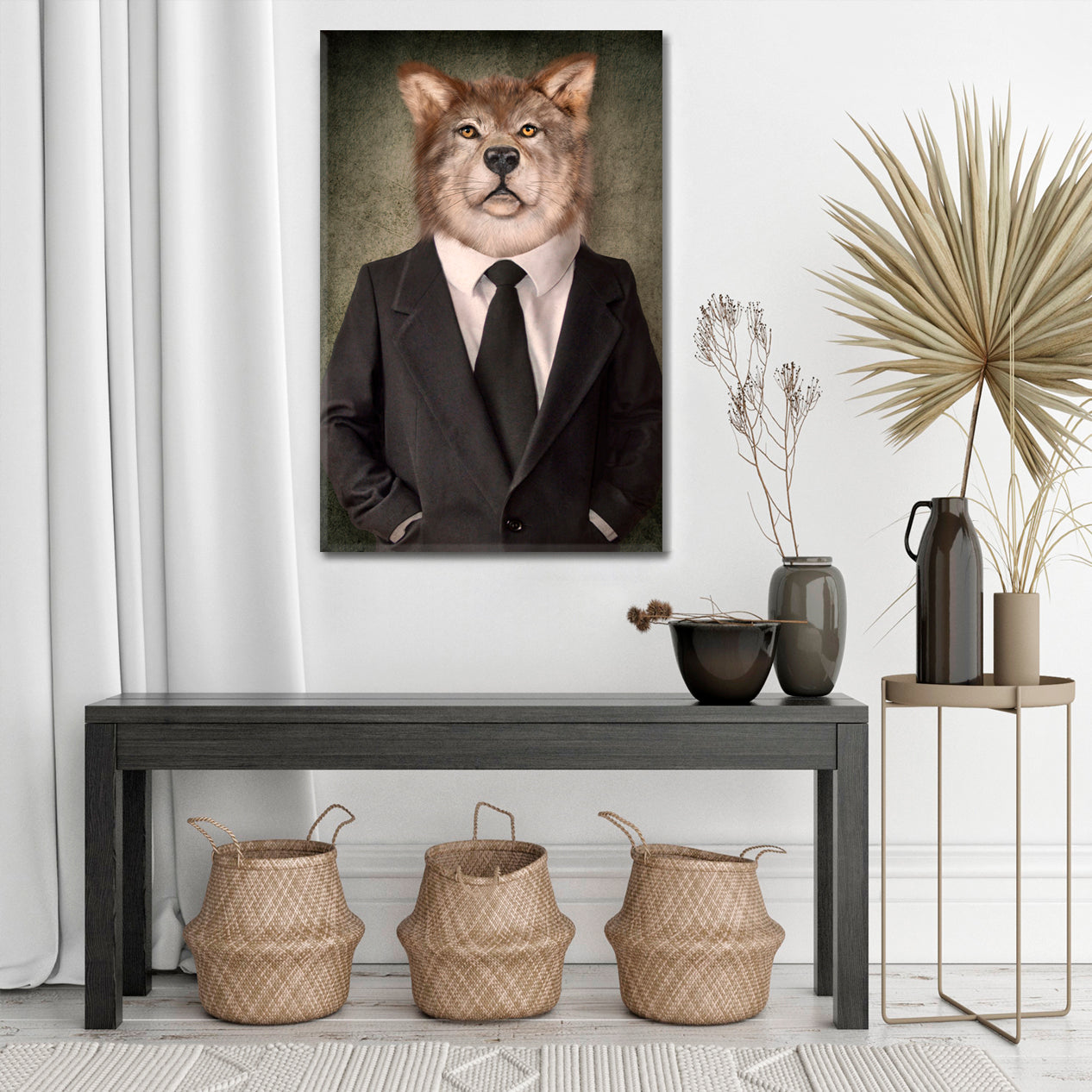 Wolf Man Animal Head Poster Office Wall Art Canvas Print Artesty   